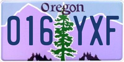 OR license plate 016YXF