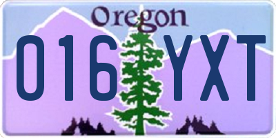 OR license plate 016YXT