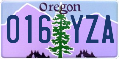 OR license plate 016YZA