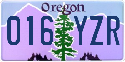 OR license plate 016YZR