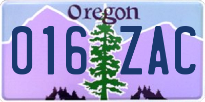 OR license plate 016ZAC