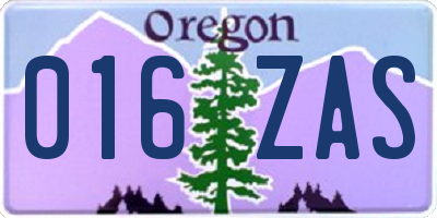 OR license plate 016ZAS
