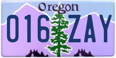OR license plate 016ZAY