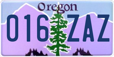 OR license plate 016ZAZ