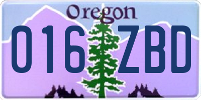 OR license plate 016ZBD