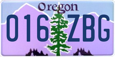 OR license plate 016ZBG