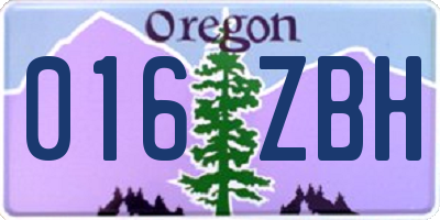 OR license plate 016ZBH