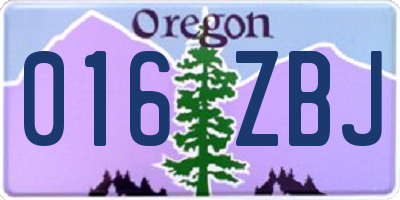 OR license plate 016ZBJ