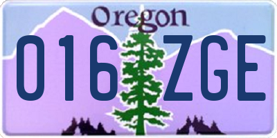 OR license plate 016ZGE