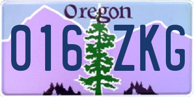 OR license plate 016ZKG