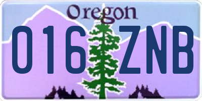 OR license plate 016ZNB