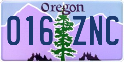 OR license plate 016ZNC