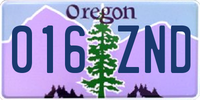 OR license plate 016ZND