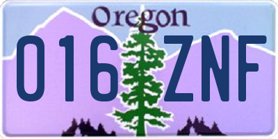 OR license plate 016ZNF