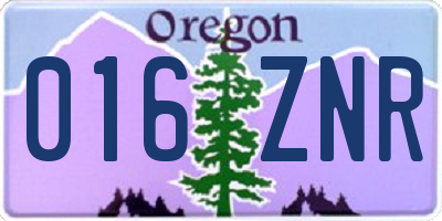 OR license plate 016ZNR