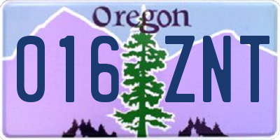 OR license plate 016ZNT