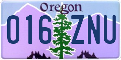 OR license plate 016ZNU