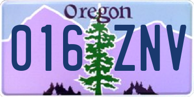 OR license plate 016ZNV