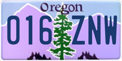 OR license plate 016ZNW