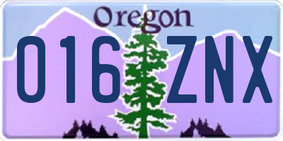 OR license plate 016ZNX