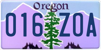 OR license plate 016ZOA