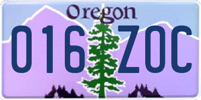 OR license plate 016ZOC