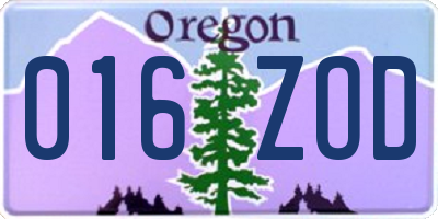 OR license plate 016ZOD