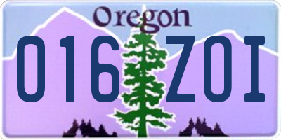 OR license plate 016ZOI