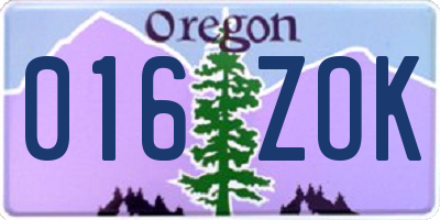 OR license plate 016ZOK