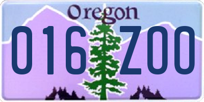 OR license plate 016ZOO