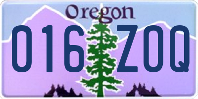 OR license plate 016ZOQ