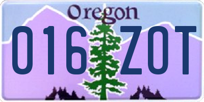 OR license plate 016ZOT