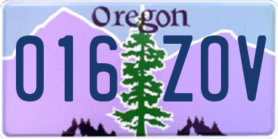 OR license plate 016ZOV