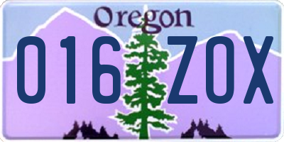 OR license plate 016ZOX