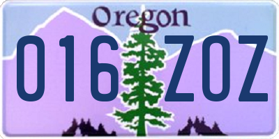 OR license plate 016ZOZ