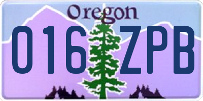 OR license plate 016ZPB