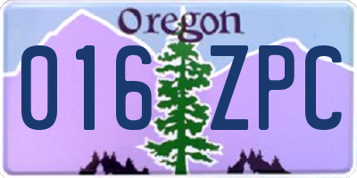 OR license plate 016ZPC