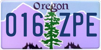 OR license plate 016ZPE