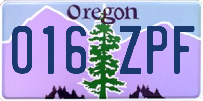 OR license plate 016ZPF