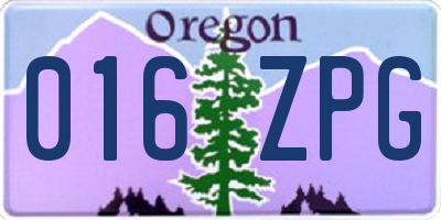 OR license plate 016ZPG