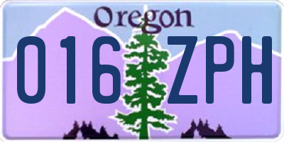 OR license plate 016ZPH