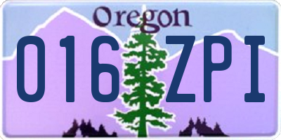 OR license plate 016ZPI