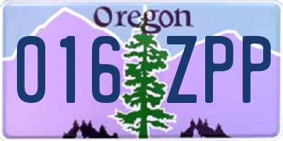 OR license plate 016ZPP