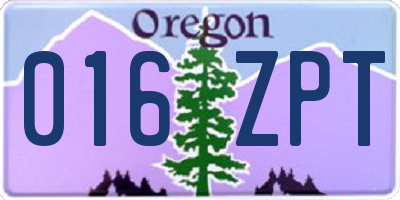 OR license plate 016ZPT
