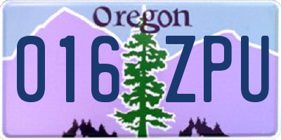 OR license plate 016ZPU