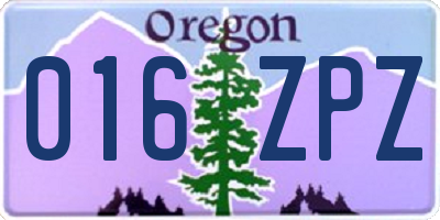 OR license plate 016ZPZ