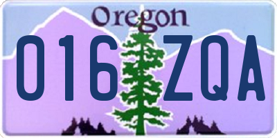OR license plate 016ZQA