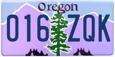OR license plate 016ZQK
