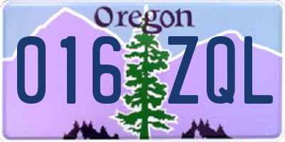 OR license plate 016ZQL