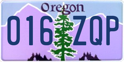 OR license plate 016ZQP